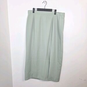 KSL Pastel Green Straight Leg Slit Formal Going Out Modest Maxi Skirt Size 16W